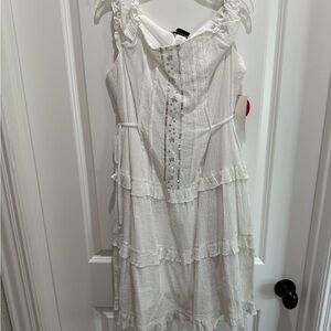 NWT Cream Ruffled Tiered Mini Sundress